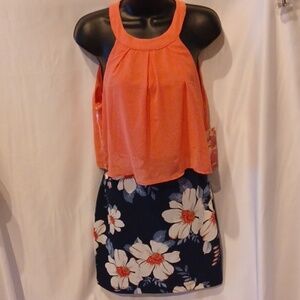 Emerald Sundae Dress, Coral top, floral skirt